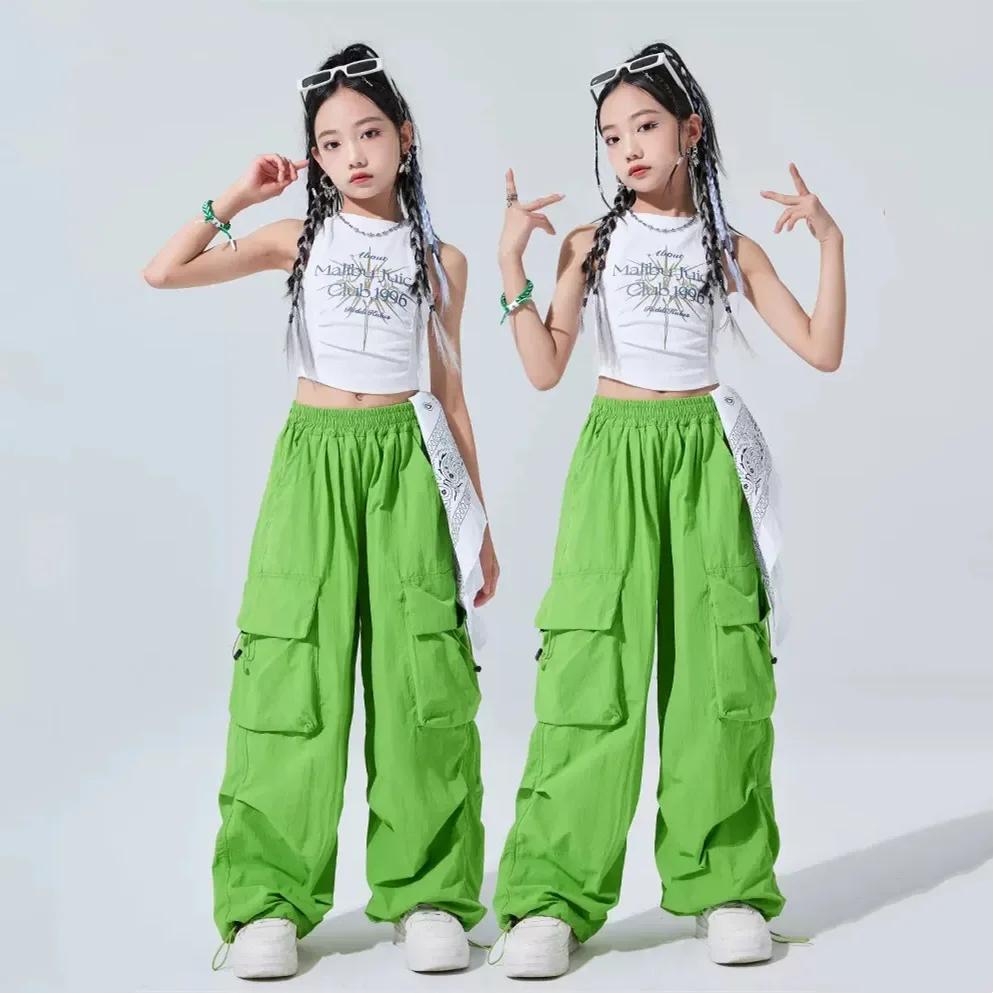 Girls Cargo Pants Children Loose Trousers Teen Kid..